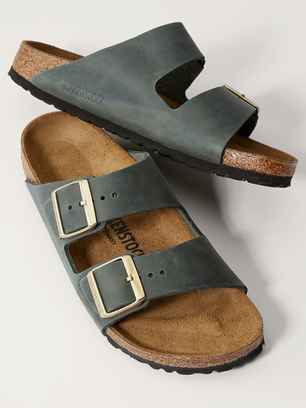 Birkenstock Arizona Big Buckle Oiled Leather Sandals Gray 39